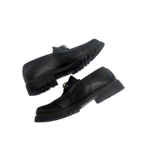 Gucci Black Italian Leather Horsebit Lug Sole Chunky Loafers - Picture 8 of 12